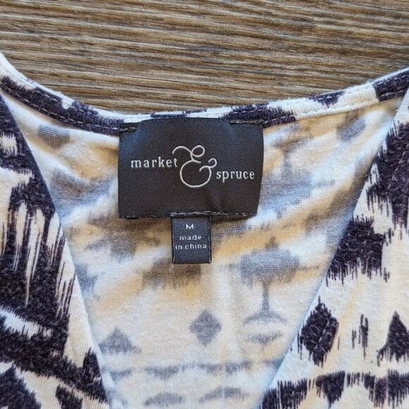 Market & Spruce Blue White Aztec Watercolor Maxi Dress Women's Medium - Picture 4 of 6